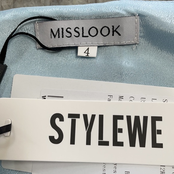 Misslook light blue off shoulder lined dress, NWT - Picture 5 of 6